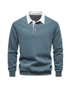 Men's Long Sleeve Polo Shirt Soft Casual Top