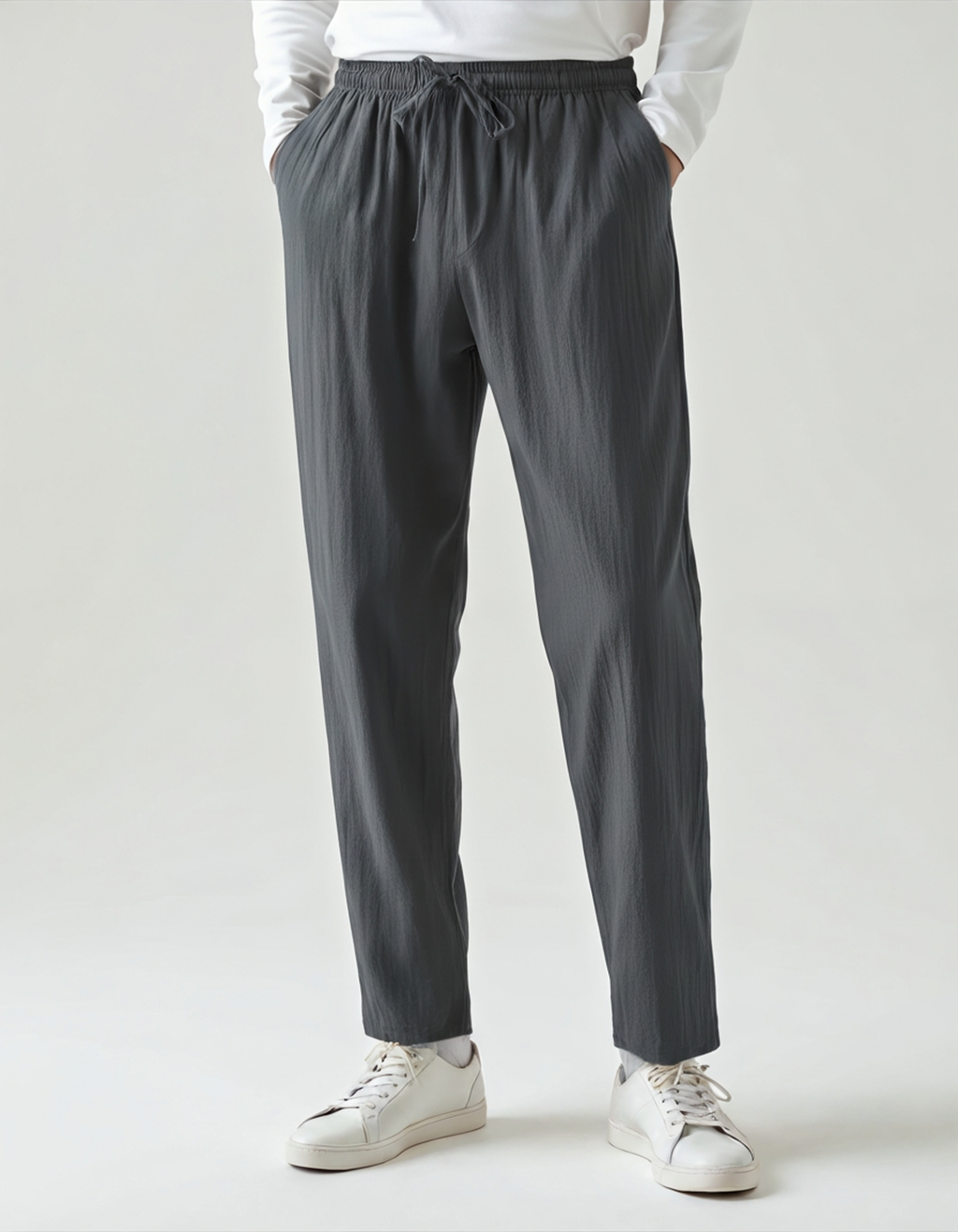 Men's Relaxed Linen Drawstring Trousers Everyday Comfort Pants