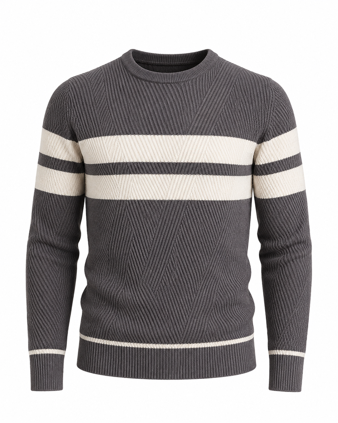 Men's Textured Crew Neck Sweater Refined Everyday Knit
