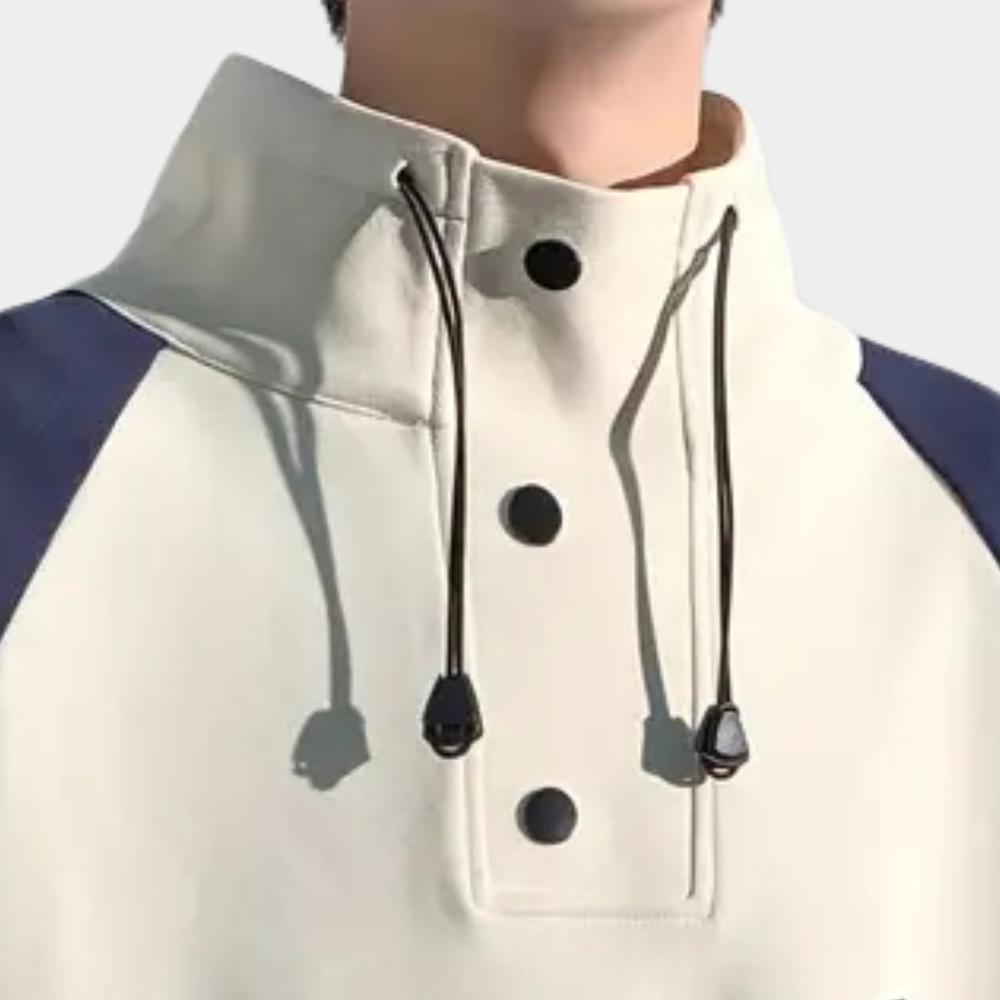 Men's Printed Stand Collar Pullover Sweatshirt
