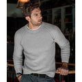 Men's Smooth Fine Knit Crew Sweater with Raglan Shoulders - Gray