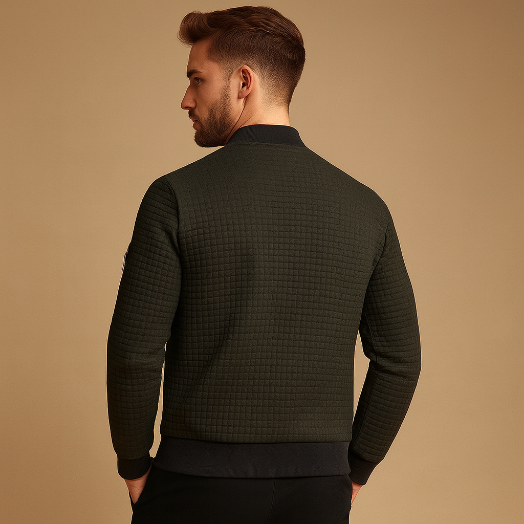 Men's Textured Cable Half-Zip Knit with Roll Collar