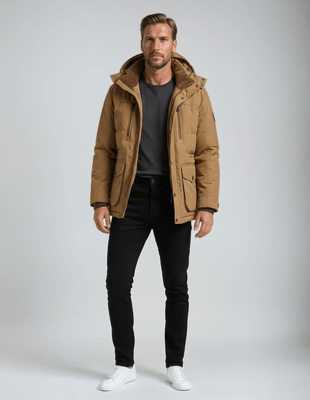 Men's Hooded Winter Jacket Insulated Cold Weather Coat