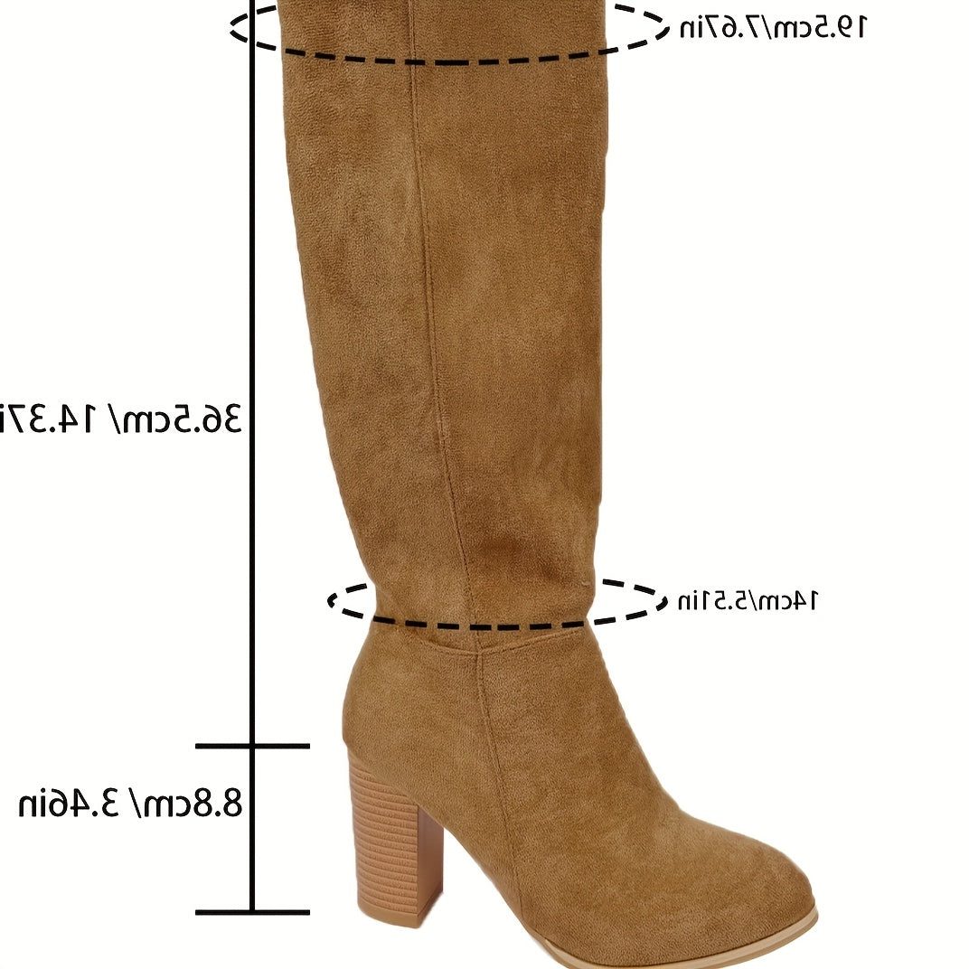Women's Western Block-Heel Tall Boots in Suede with Side Zip