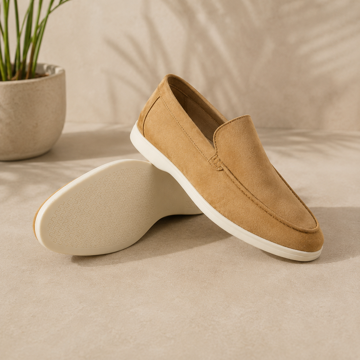 Men's Suede Style Slip On Loafers Minimalist Smart Casual