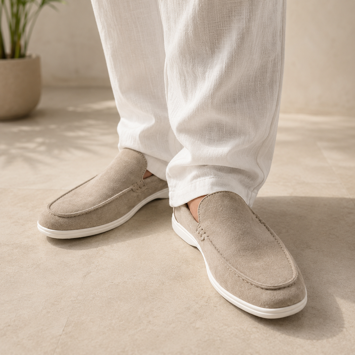 Men's Suede Style Slip On Loafers Minimalist Smart Casual