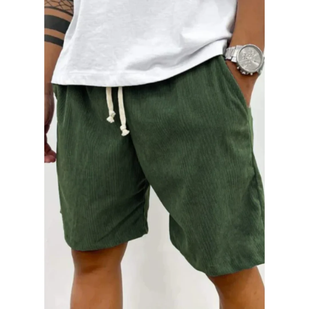 Men's Corduroy Drawstring Shorts Relaxed Summer Shorts for Casual