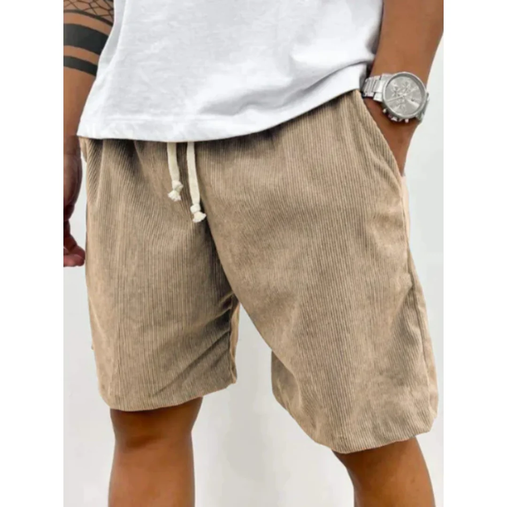 Men's Corduroy Drawstring Shorts Relaxed Summer Shorts for Casual