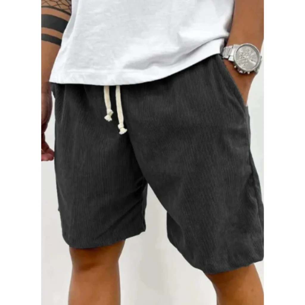 Men's Corduroy Drawstring Shorts Relaxed Summer Shorts for Casual