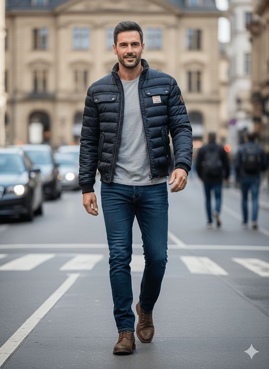 Men's Quilted City Jacket Lightweight Warm Layer for Smart