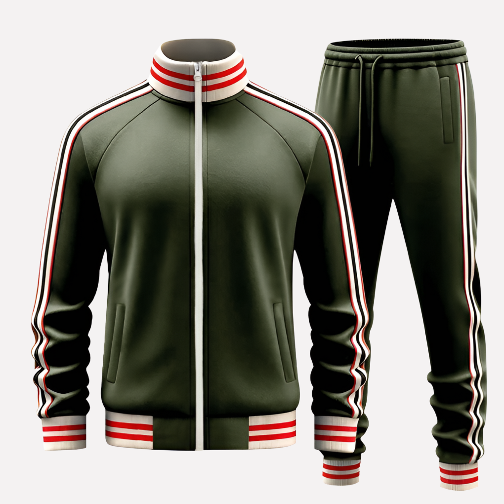 Men's Tracksuit Zip Jacket Stripe Detail Athletic Set