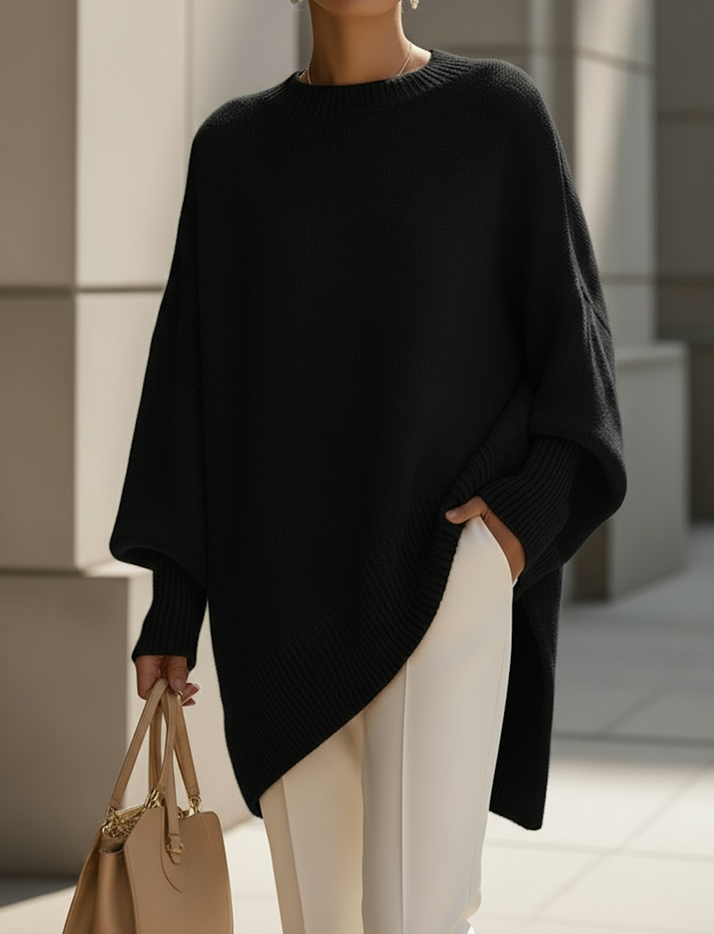 Women's Oversized Batwing Knit Sweater