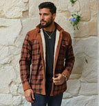 Men's Printed Field Jacket Borg Lined Cotton Blend Outerwear