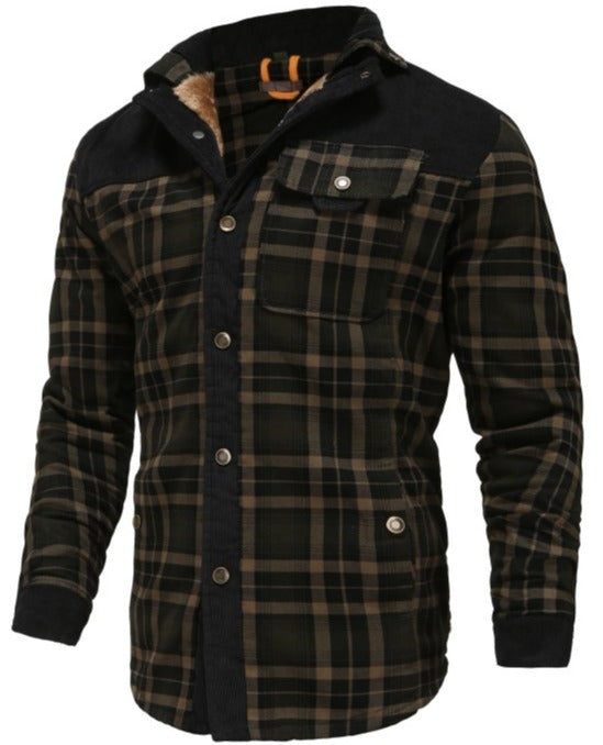 Men's Printed Field Jacket Borg Lined Cotton Blend Outerwear