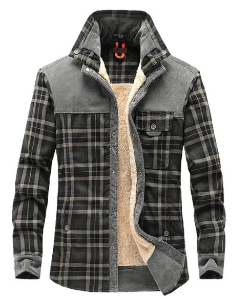 Men's Printed Field Jacket Borg Lined Cotton Blend Outerwear