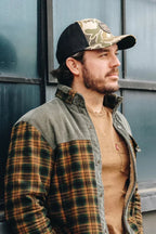 Men's Printed Field Jacket Borg Lined Cotton Blend Outerwear
