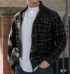 Men's Printed Field Jacket Borg Lined Cotton Blend Outerwear