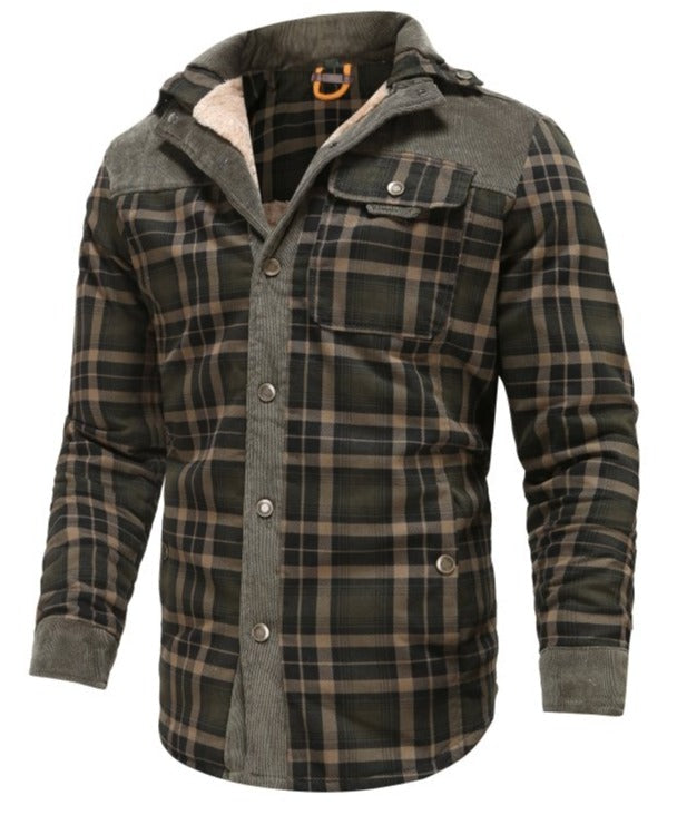 Men's Printed Field Jacket Borg Lined Cotton Blend Outerwear