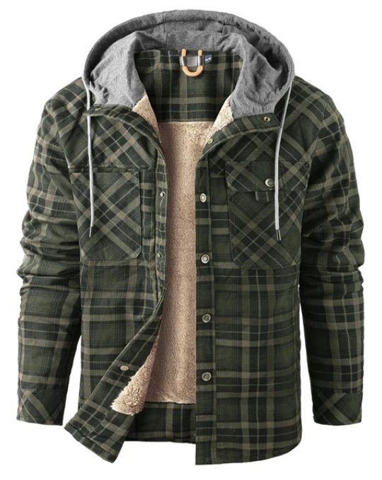 Men's Printed Fleece Lined Jacket Relaxed Hooded Layer