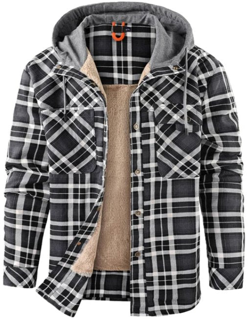 Men's Printed Fleece Lined Jacket Relaxed Hooded Layer