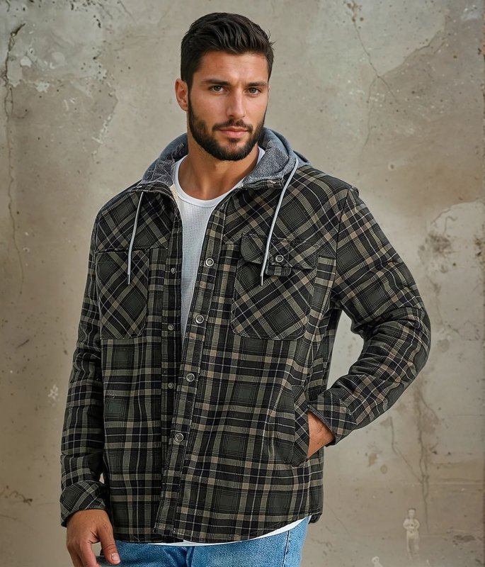 Men's Printed Fleece Lined Jacket Relaxed Hooded Layer