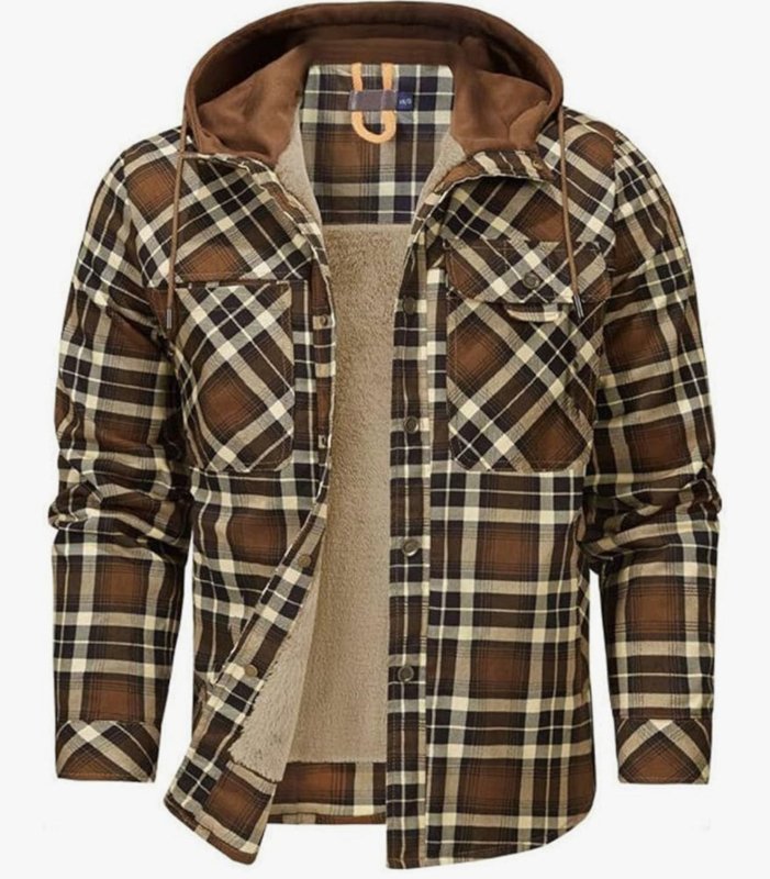 Men's Printed Fleece Lined Jacket Relaxed Hooded Layer