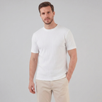 Men's Ribbed T Shirt Crew Neck Slim Fit Tee