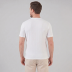 Men's Ribbed T Shirt Crew Neck Slim Fit Tee