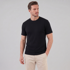 Men's Ribbed T Shirt Crew Neck Slim Fit Tee