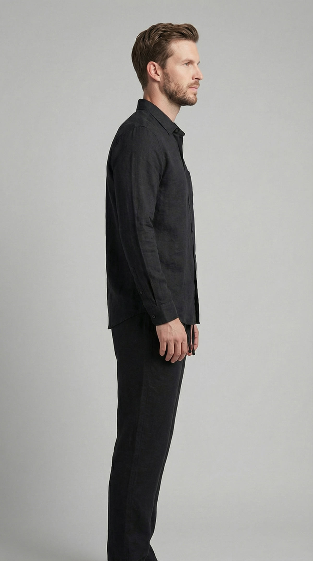 Men's Linen Co Ord Set Relaxed Shirt Trousers Outfit