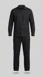 Men's Linen Co Ord Set Relaxed Shirt Trousers Outfit