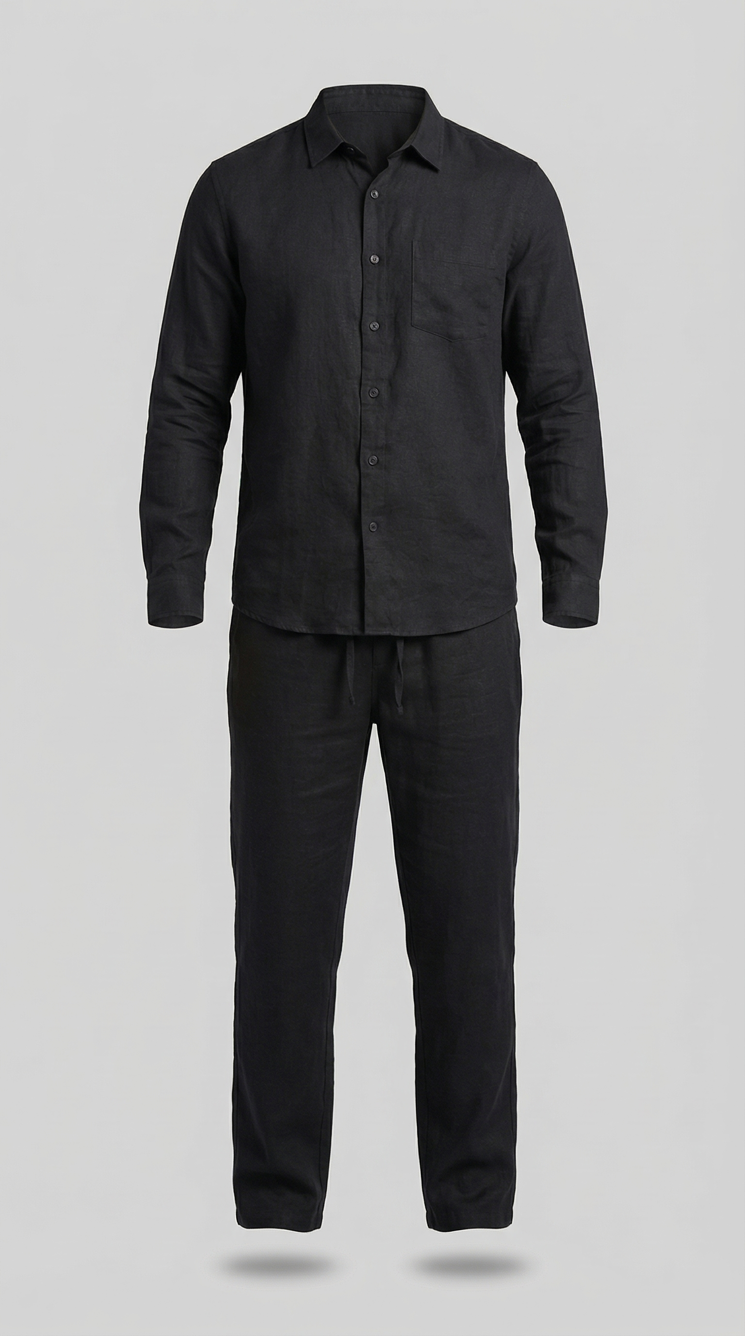 Men's Linen Co Ord Set Relaxed Shirt Trousers Outfit