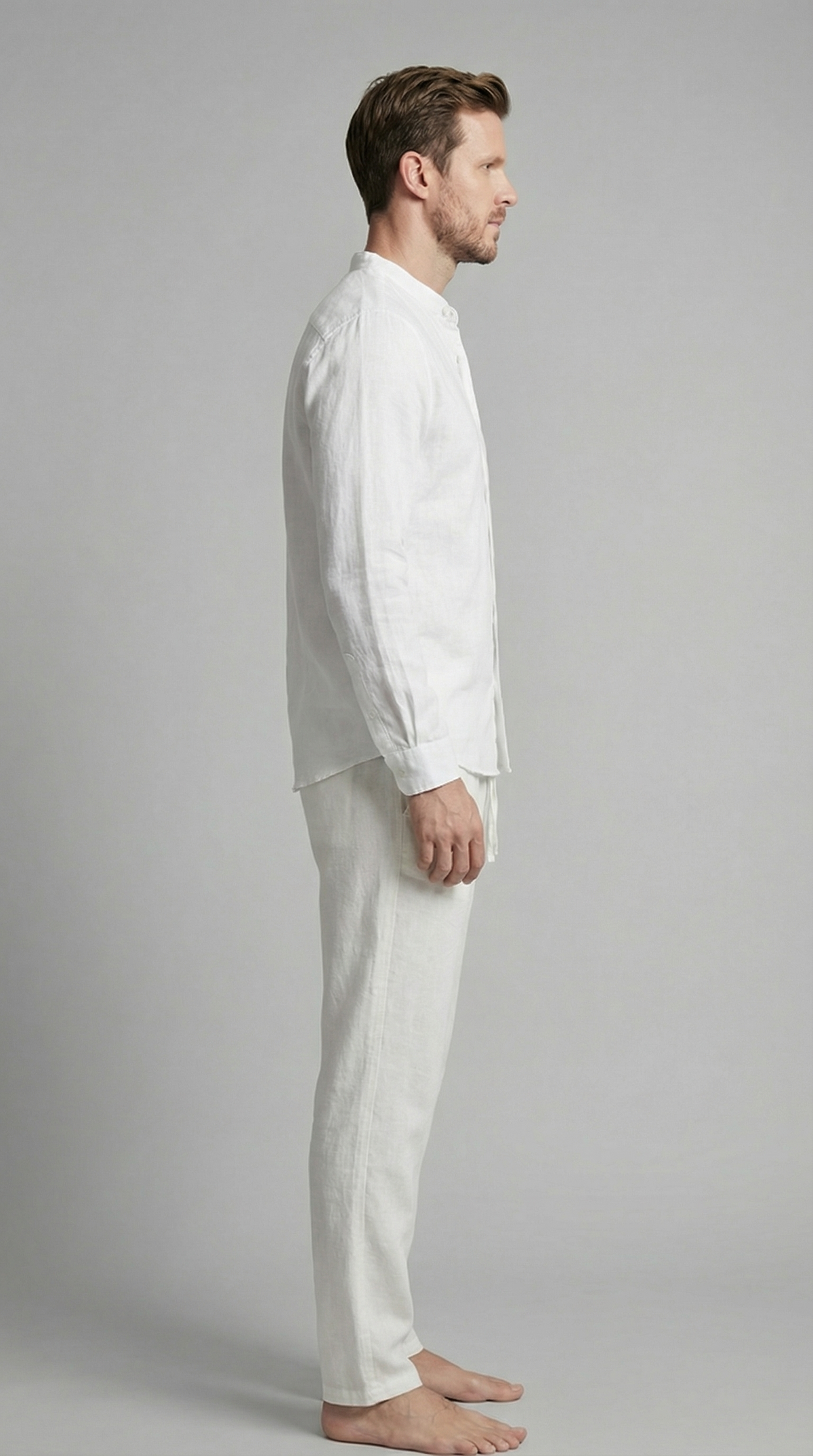 Men's Linen Co Ord Set Relaxed Shirt Trousers Outfit