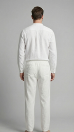 Men's Linen Co Ord Set Relaxed Shirt Trousers Outfit