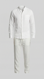 Men's Linen Co Ord Set Relaxed Shirt Trousers Outfit