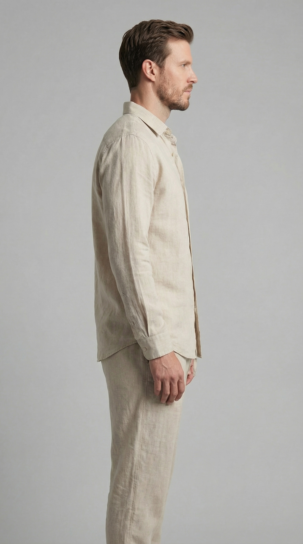 Men's Linen Co Ord Set Relaxed Shirt Trousers Outfit