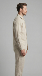 Men's Linen Co Ord Set Relaxed Shirt Trousers Outfit