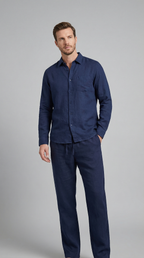 Men's Linen Co Ord Set Relaxed Shirt Trousers Outfit