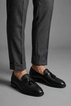 Men's Woven Leather Tassel Loafers Padded Slip On Shoes