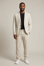 Men's Breathable Linen Suit Set Relaxed Blazer and Trousers