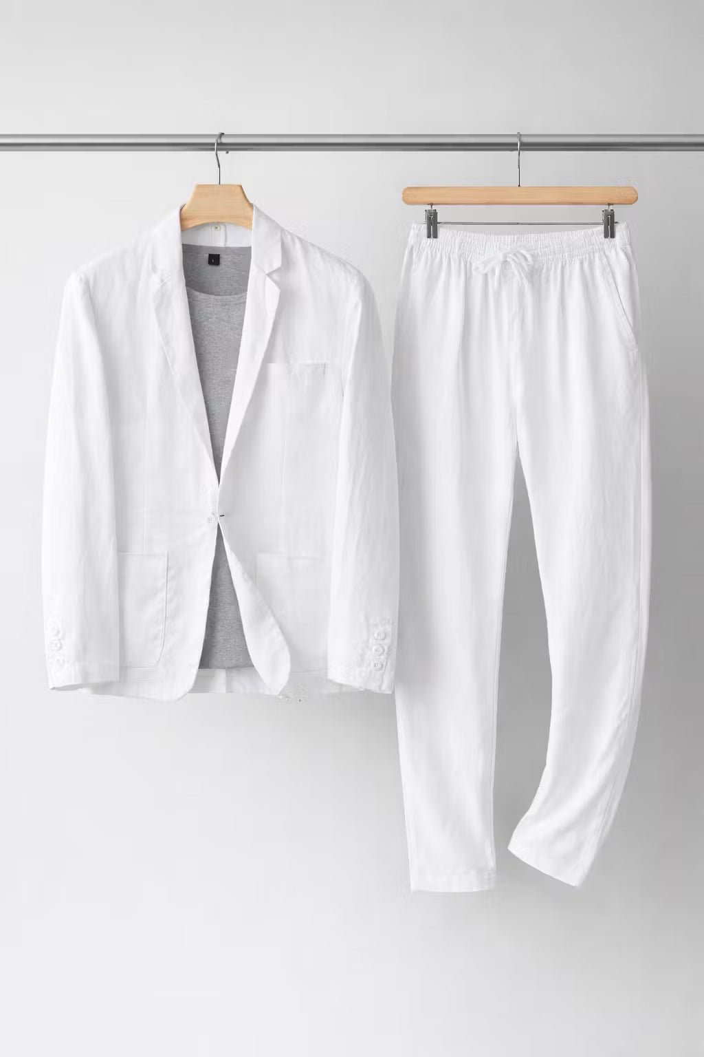 Men's Breathable Linen Suit Set Relaxed Blazer and Trousers