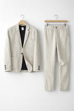 Men's Breathable Linen Suit Set Relaxed Blazer and Trousers