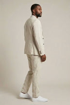 Men's Breathable Linen Suit Set Relaxed Blazer and Trousers