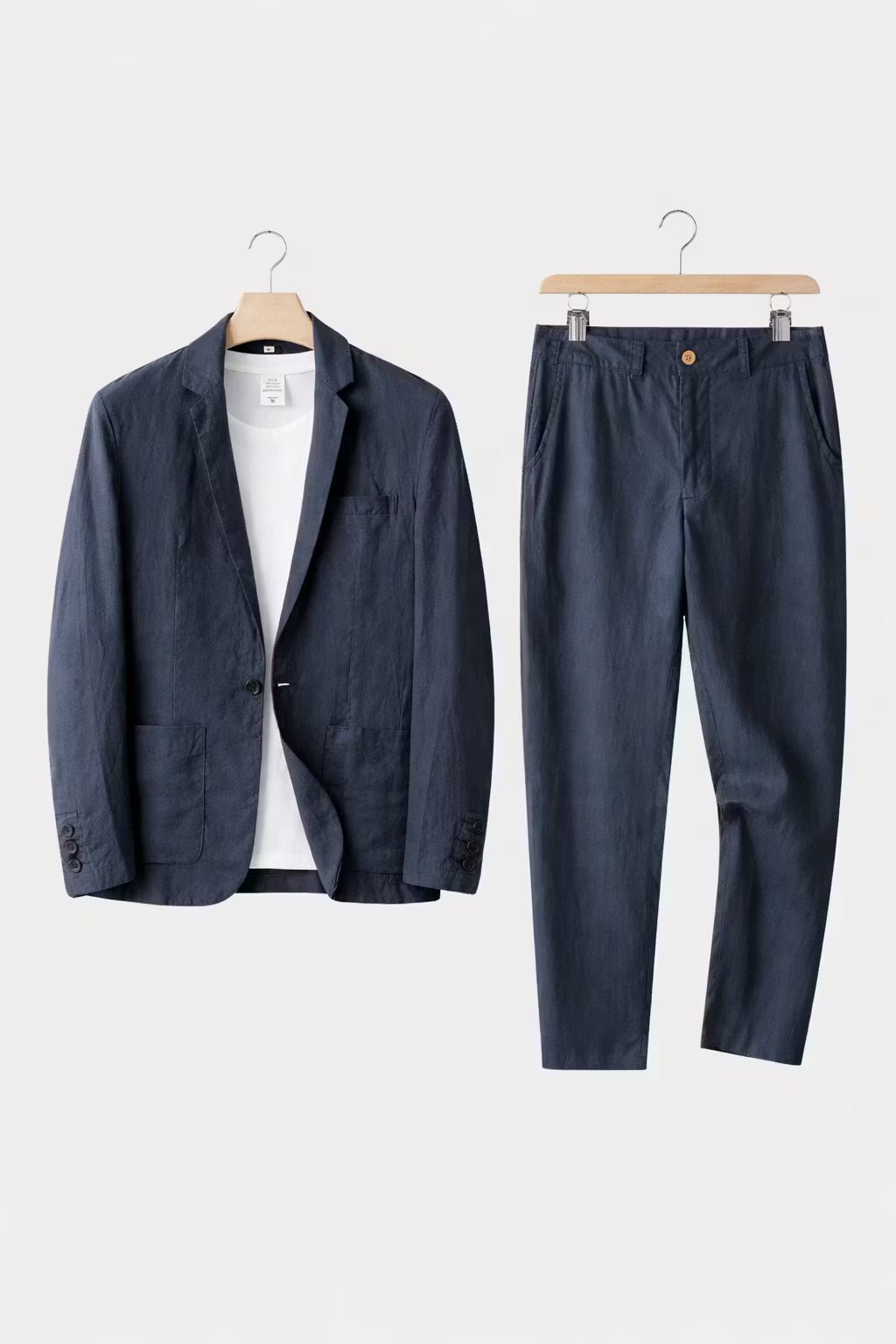 Men's Breathable Linen Suit Set Relaxed Blazer and Trousers