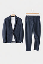 Men's Breathable Linen Suit Set Relaxed Blazer and Trousers