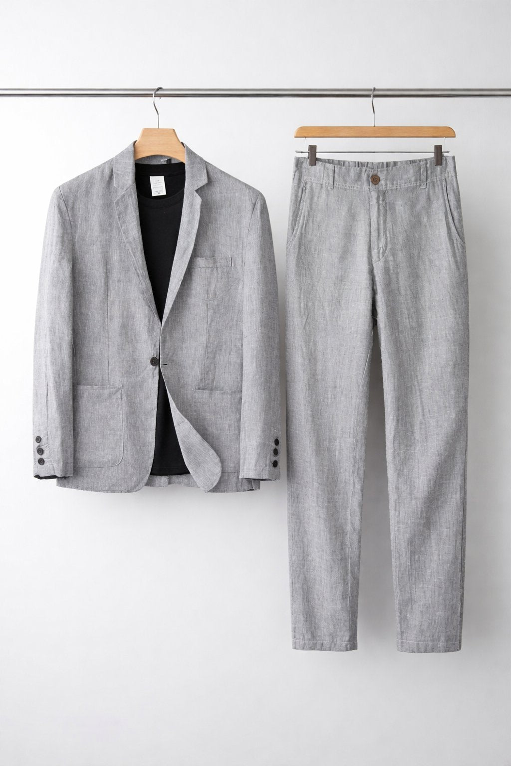 Men's Breathable Linen Suit Set Relaxed Blazer and Trousers