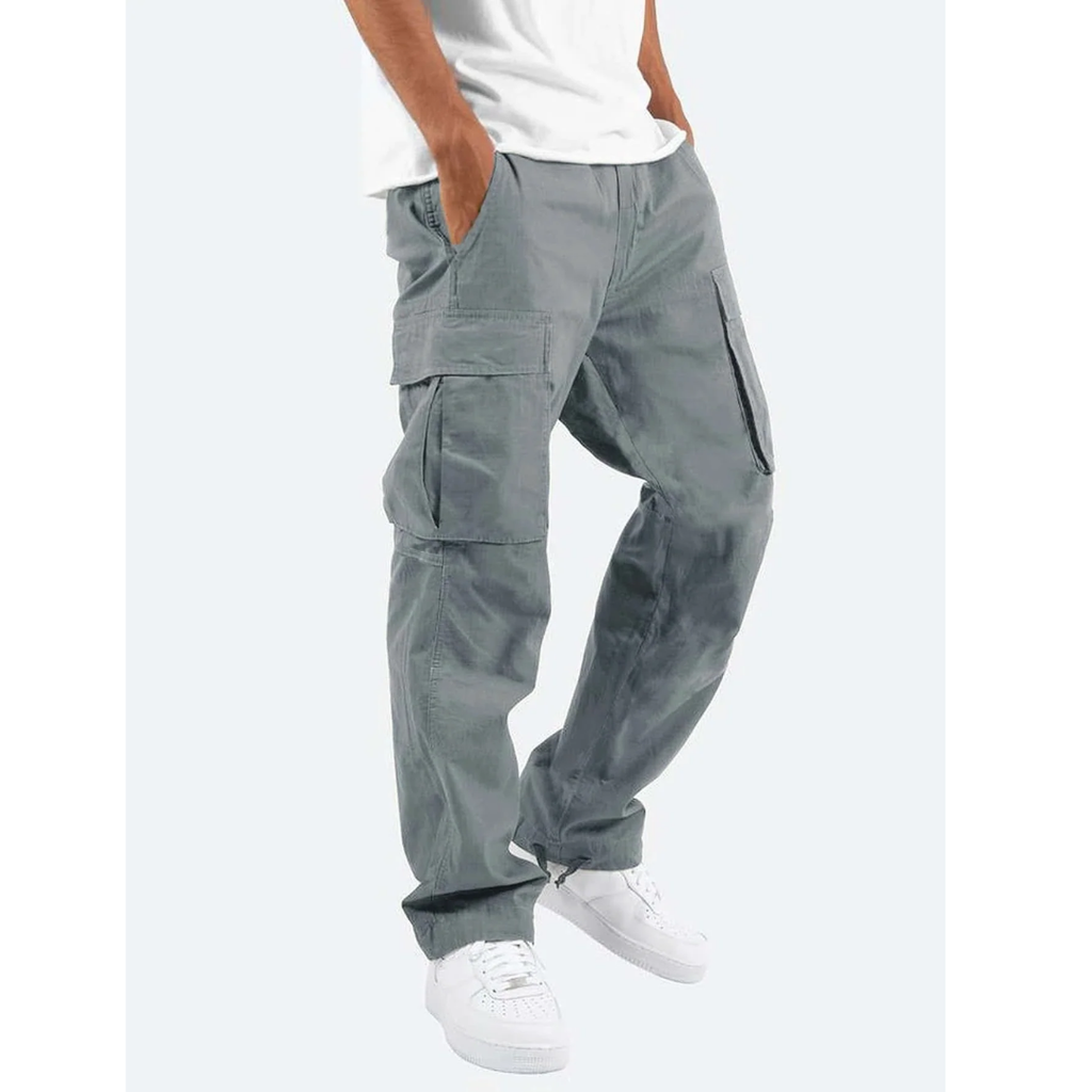 Men's Relaxed Cargo Trousers Multi Pocket Utility Pants