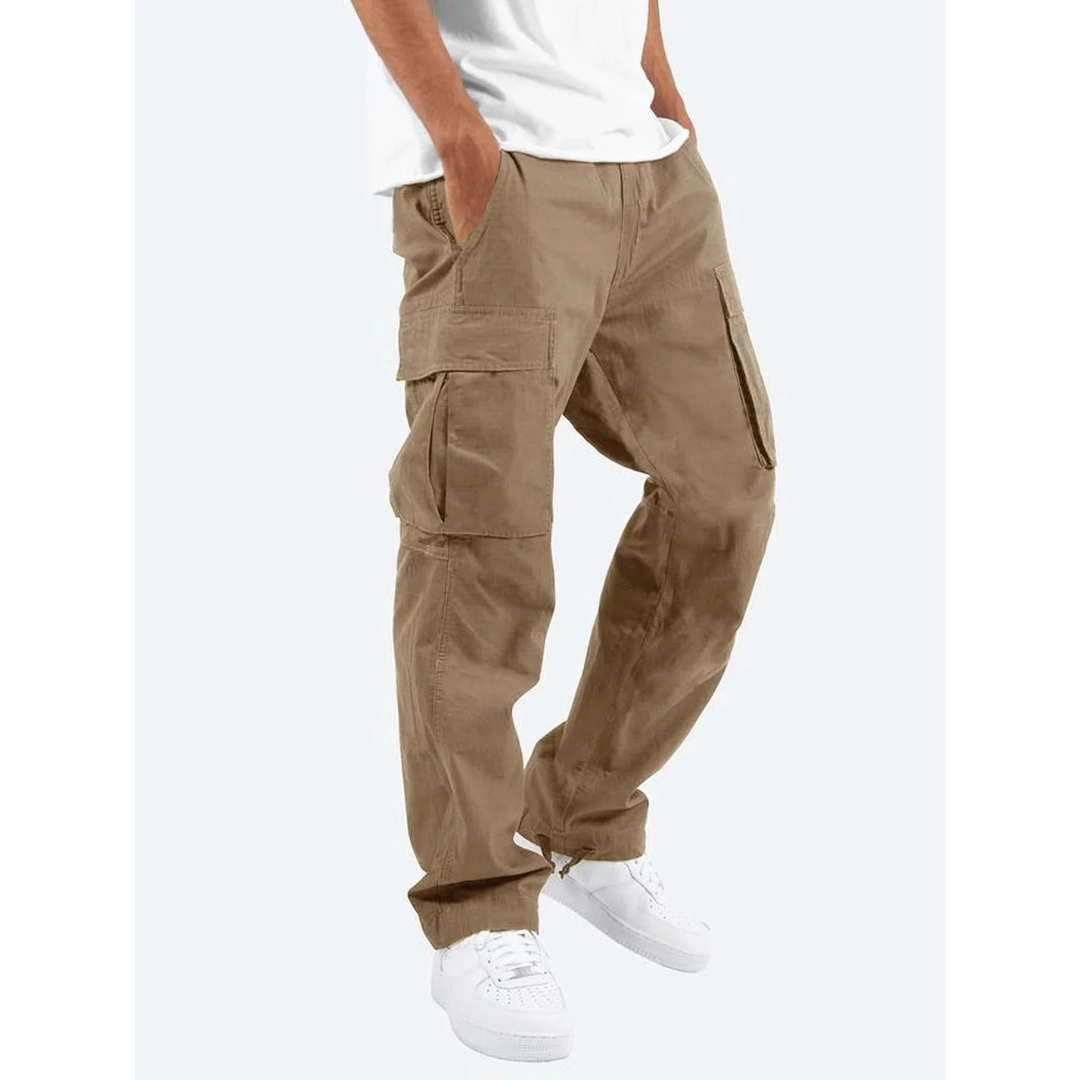 Men's Relaxed Cargo Trousers Multi Pocket Utility Pants