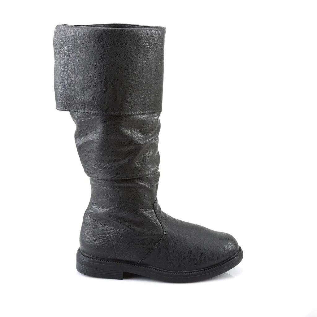Men's Wide Cuff Tall Leather Boots with Pull-On Slouch Shaft