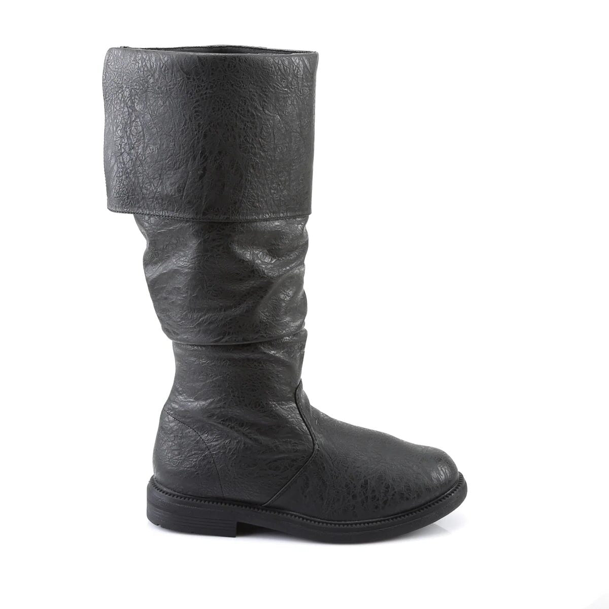 Men's Wide Cuff Tall Leather Boots with Pull-On Slouch Shaft